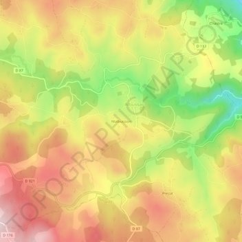 Topografische kaart Malbuisson, hoogte, reliëf