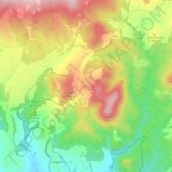 Topografische kaart Sasso, hoogte, reliëf