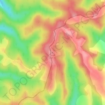 Topografische kaart Teius, hoogte, reliëf