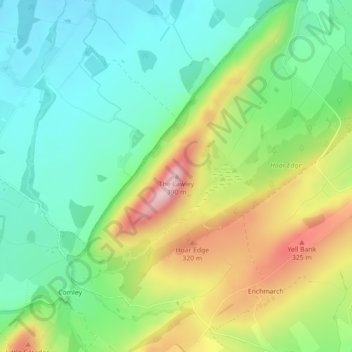 Topografische kaart The Lawley, hoogte, reliëf