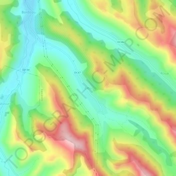 Topografische kaart Cibu, hoogte, reliëf