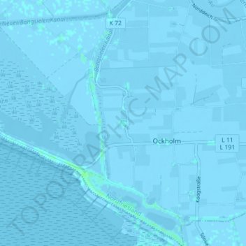 Topografische kaart Fedderswarft, hoogte, reliëf