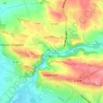 Topografische kaart Le Pont de Caen, hoogte, reliëf