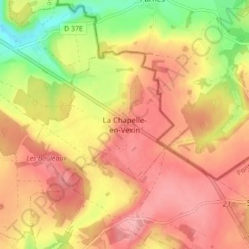 Topografische kaart La Chapelle-en-Vexin, hoogte, reliëf