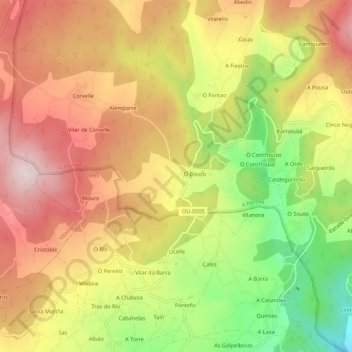 Topografische kaart Gueral, hoogte, reliëf