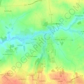 Topografische kaart La Croix, hoogte, reliëf