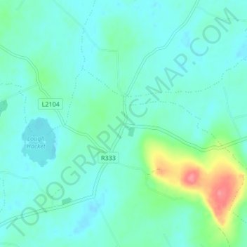 Topografische kaart Caherlistrane, hoogte, reliëf