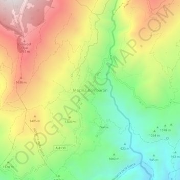 Topografische kaart Mecina Bombarón, hoogte, reliëf