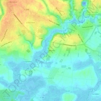 Topografische kaart La Miltière, hoogte, reliëf