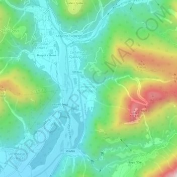 Topografische kaart Imponzo, hoogte, reliëf