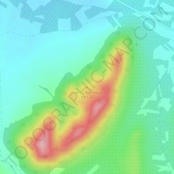 Topografische kaart Sierra Bermeja, hoogte, reliëf