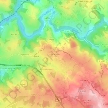 Topografische kaart La Borie Noire, hoogte, reliëf