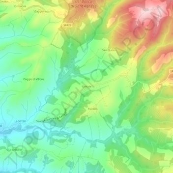 Topografische kaart Gretole, hoogte, reliëf