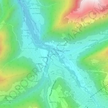 Topografische kaart La Plagnette, hoogte, reliëf