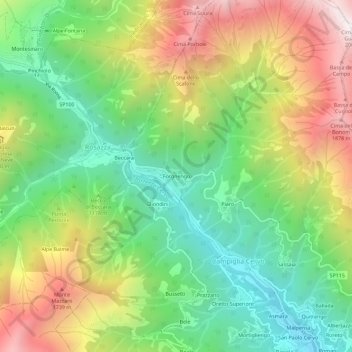 Topografische kaart Forgnengo, hoogte, reliëf