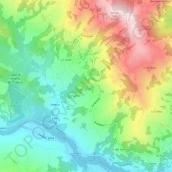 Topografische kaart Bebbio, hoogte, reliëf
