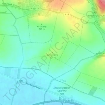 Topografische kaart Linsenberg, hoogte, reliëf