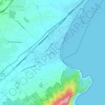 Topografische kaart l'Albir, hoogte, reliëf