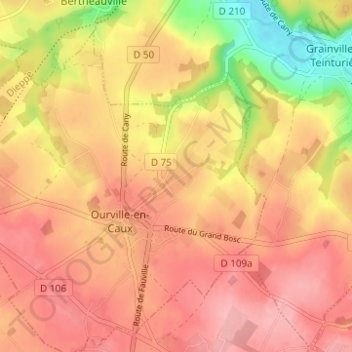 Topografische kaart Froiderue, hoogte, reliëf