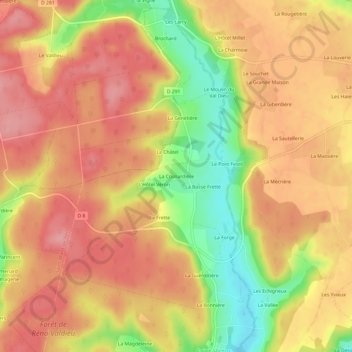 Topografische kaart La Cosnardière, hoogte, reliëf