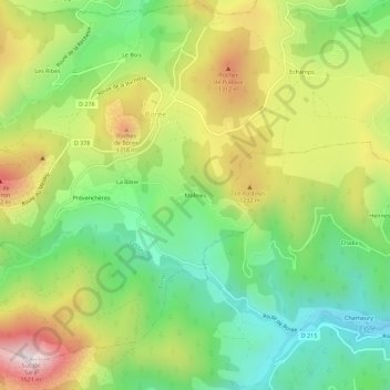 Topografische kaart Molines, hoogte, reliëf