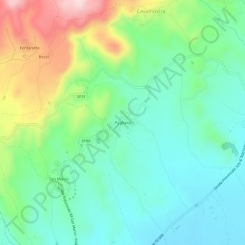 Topografische kaart Pugliano, hoogte, reliëf