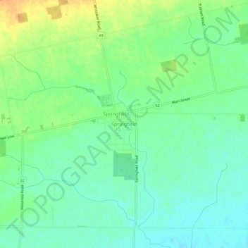 Topografische kaart Springfield, hoogte, reliëf
