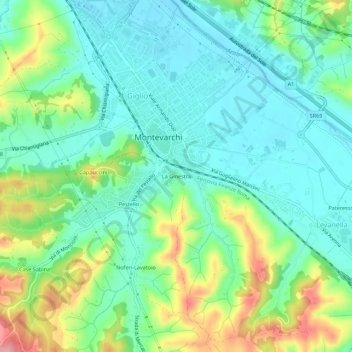 Topografische kaart La Ginestra, hoogte, reliëf