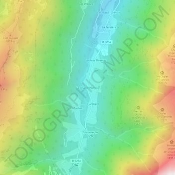 Topografische kaart Le Grand Thiervoz, hoogte, reliëf