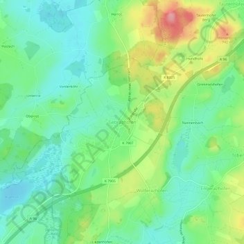Topografische kaart Gebrazhofen, hoogte, reliëf
