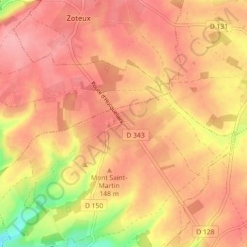 Topografische kaart Sehen, hoogte, reliëf