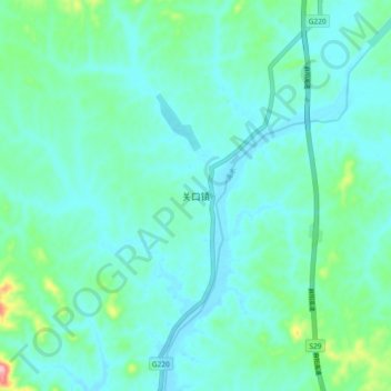 Topografische kaart Guankou, hoogte, reliëf