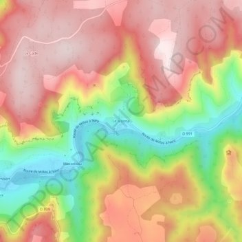 Topografische kaart Le Monna, hoogte, reliëf