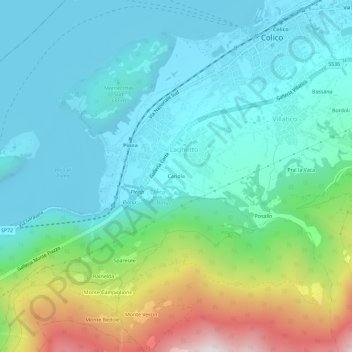 Topografische kaart Cariola, hoogte, reliëf