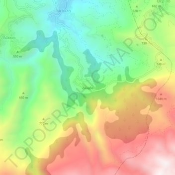 Topografische kaart Zourva, hoogte, reliëf