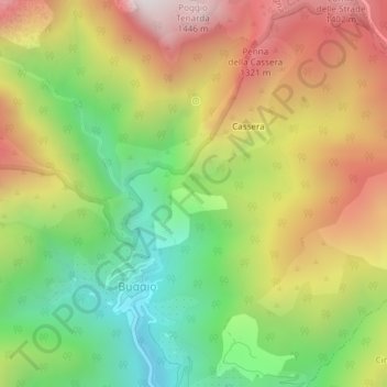 Topografische kaart La Brighetta, hoogte, reliëf