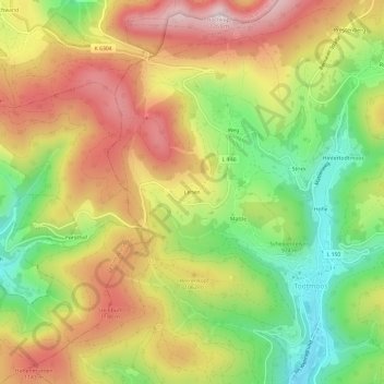 Topografische kaart Lehen, hoogte, reliëf