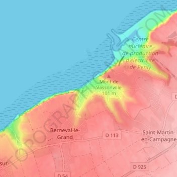 Topografische kaart Saint-Martin-Plage, hoogte, reliëf