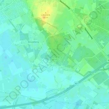 Topografische kaart Zuurberg, hoogte, reliëf