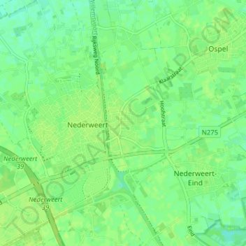 Topografische kaart Budschop, hoogte, reliëf