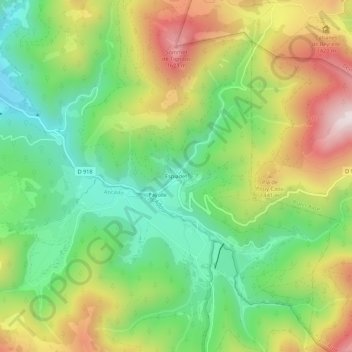 Topografische kaart Espiadet, hoogte, reliëf