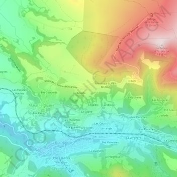 Topografische kaart Les Résidences, hoogte, reliëf
