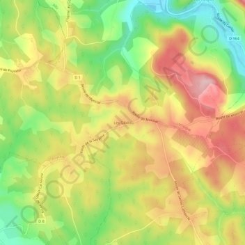 Topografische kaart Les Gibilis, hoogte, reliëf