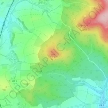 Topografische kaart Steglitz, hoogte, reliëf