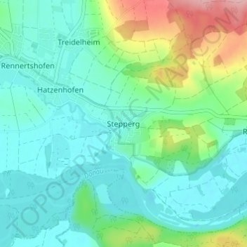 Topografische kaart Stepperg, hoogte, reliëf