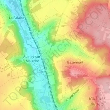 Topografische kaart Les Montgiberts, hoogte, reliëf