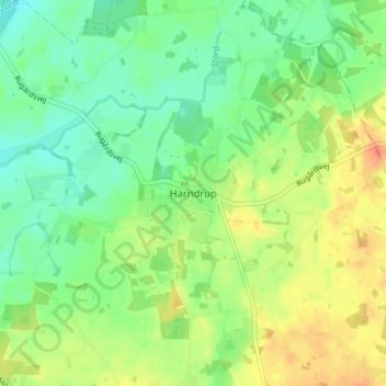 Topografische kaart Harndrup, hoogte, reliëf