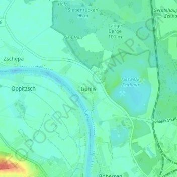Topografische kaart Gohlis, hoogte, reliëf