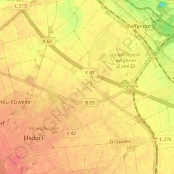 Topografische kaart Desdorf, hoogte, reliëf