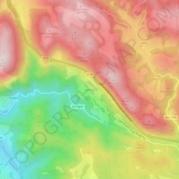 Topografische kaart Azpíroz, hoogte, reliëf